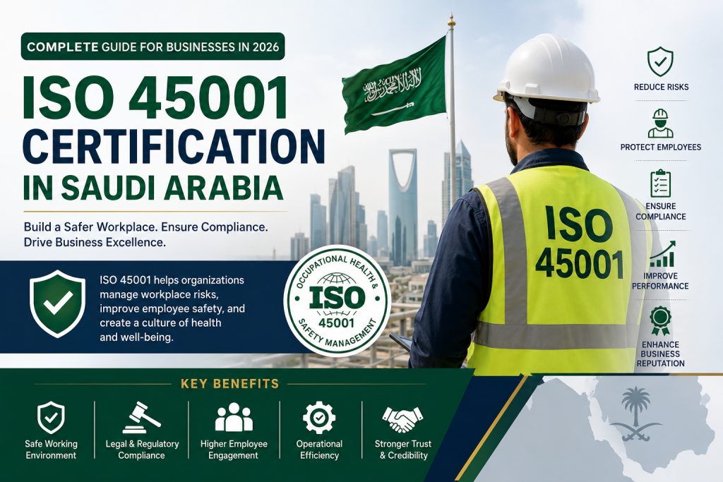 ISO 45001 Certification in Saudi Arabia helping businesses improve workplace health and safety management